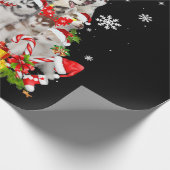 Siberischer Husky Weihnachtsbaum Lights Funny Dog Geschenkpapier (Ecke)