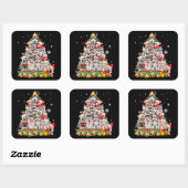 Siberischer Husky Weihnachtsbaum Lights Funny Dog Quadratischer Aufkleber (Blatt)