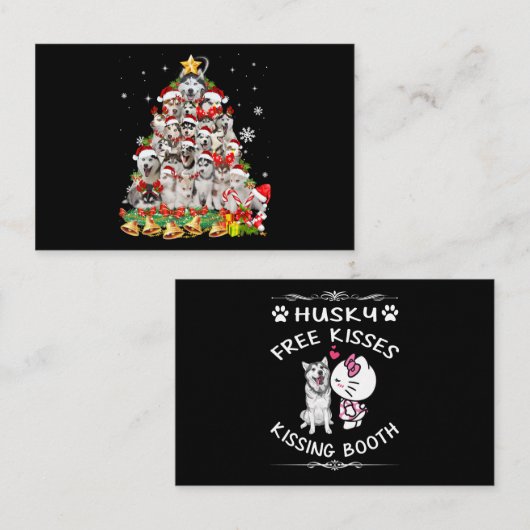 Siberischer Husky Weihnachtsbaum Lights Funny Dog Visitenkarte (Vorne/Hinten)