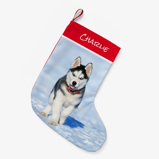 Siberischer Husky Weihnachtsfest-Strumpf Kleiner Weihnachtsstrumpf (Vorderansicht (hängend))