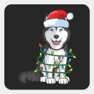 Siberischer Husky Weihnachtsweihnachtsweih Weihnac Quadratischer Aufkleber