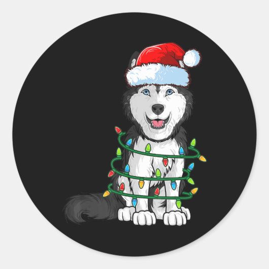 Siberischer Husky Weihnachtsweihnachtsweih Weihnac Runder Aufkleber (Vorderseite)