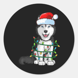 Siberischer Husky Weihnachtsweihnachtsweih Weihnac Runder Aufkleber