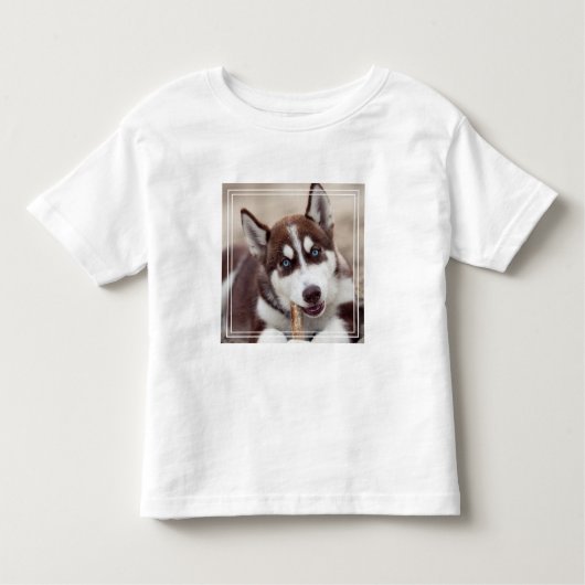 Siberischer Husky-Welpe am Strand Kleinkind T-shirt (Vorderseite)