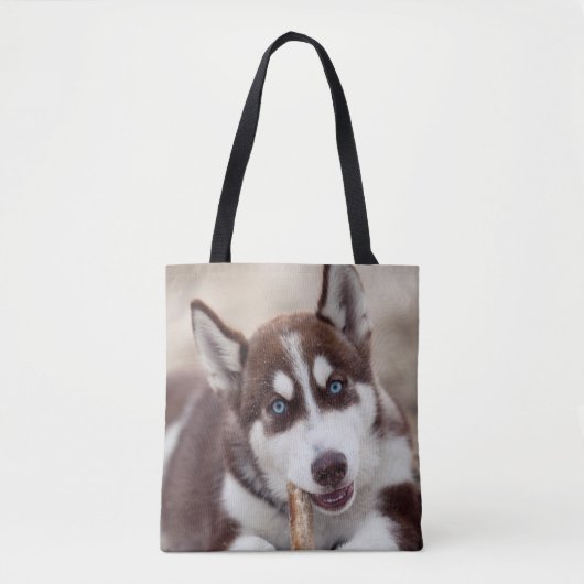 Siberischer Husky-Welpe am Strand Tasche (Vorderseite)