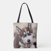 Siberischer Husky-Welpe am Strand Tasche (Rückseite)