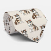 Siberischer Husky Welpe Dog Muster Krawatte (Gerollt)