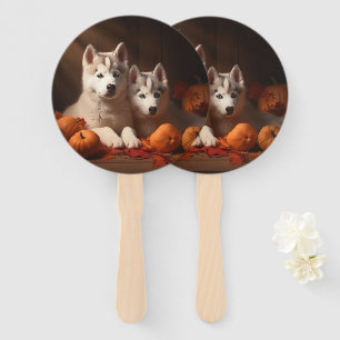 Siberischer Husky Welpe Herbst Kürbis Fächer