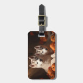 Siberischer Husky Welpe Herbst Kürbis Gepäckanhänger (Vorderseite vertikal)