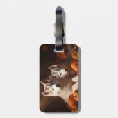 Siberischer Husky Welpe Herbst Kürbis Gepäckanhänger (Rückseite vertikal)