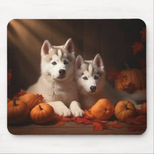 Siberischer Husky Welpe Herbst Kürbis Mousepad