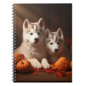 Siberischer Husky Welpe Herbst Kürbis Notizblock (Vorderseite)