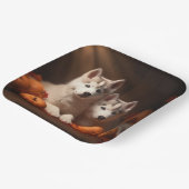Siberischer Husky Welpe Herbst Kürbis Pappteller (Gewinkelt)