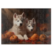 Siberischer Husky Welpe Herbst Kürbis Schneidebrett (Vorderseite)