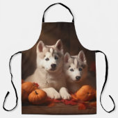 Siberischer Husky Welpe Herbst Kürbis Schürze (Vorderseite)