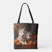 Siberischer Husky Welpe Herbst Kürbis Tasche (Rückseite)