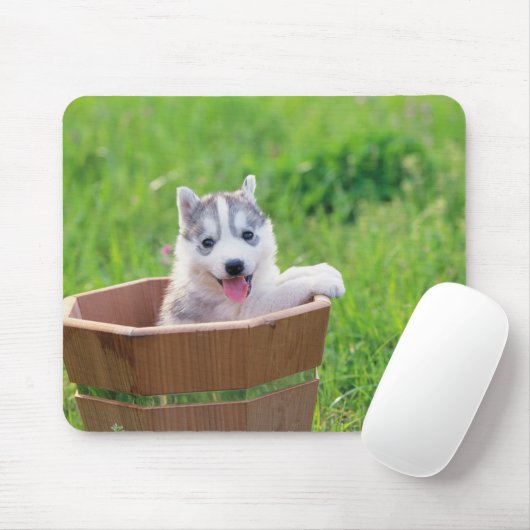Siberischer Husky-Welpe in einer Hülle Mousepad (Mit Mouse)