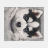Siberischer Husky Welpe Niedlich Husky Dog Fleecedecke (Vorderseite (Horizontal))