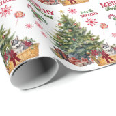 Siberischer Husky-Welpe unter dem Baum Geschenkpapier (Rolleneckpunkt)