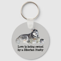 Siberischer Husky & Welpen Schlüsselanhänger