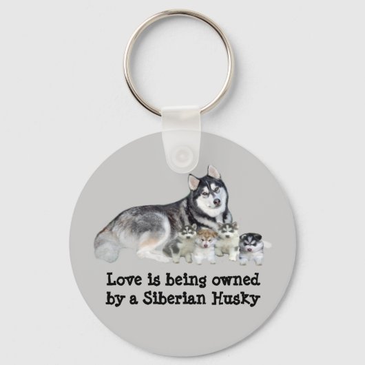 Siberischer Husky & Welpen Schlüsselanhänger (Vorderseite)