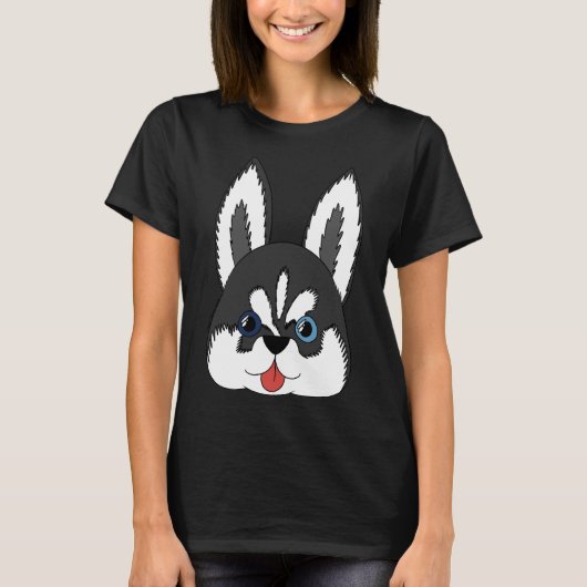 Siberischer Husky-Welpenmuster-Sticker T-Shirt (Vorderseite)