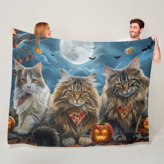 Siberischer Katze Halloween Spooky Fleecedecke (Beispiel)