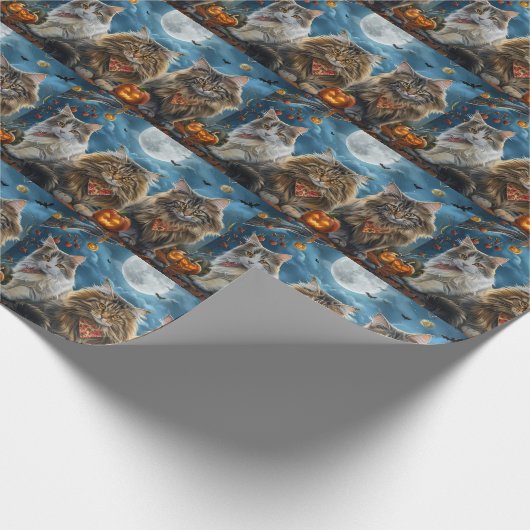 Siberischer Katze Halloween Spooky Geschenkpapier (Ecke)