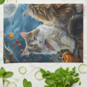 Siberischer Katze Halloween Spooky Geschirrtuch (Gefaltet)