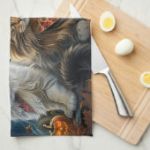 Siberischer Katze Halloween Spooky Geschirrtuch (Viertel Falte)