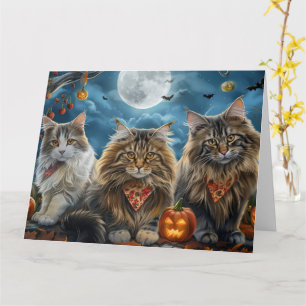 Siberischer Katze Halloween Spooky Karte