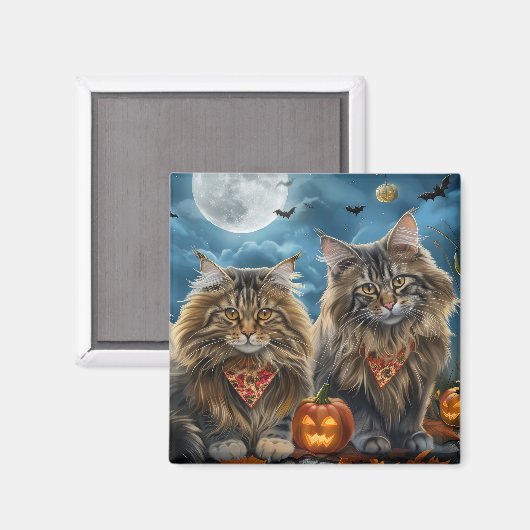 Siberischer Katze Halloween Spooky Magnet (Vorderseite/Rückseite)