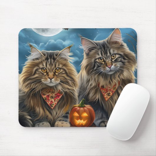 Siberischer Katze Halloween Spooky Mousepad (Mit Mouse)