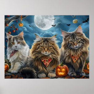Siberischer Katze Halloween Spooky Poster