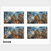 Siberischer Katze Halloween Spooky Rechteckiger Aufkleber (Blatt)