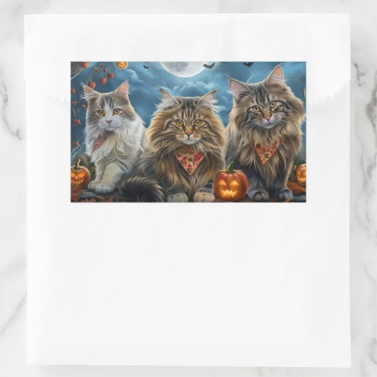 Siberischer Katze Halloween Spooky Rechteckiger Aufkleber (Tasche)