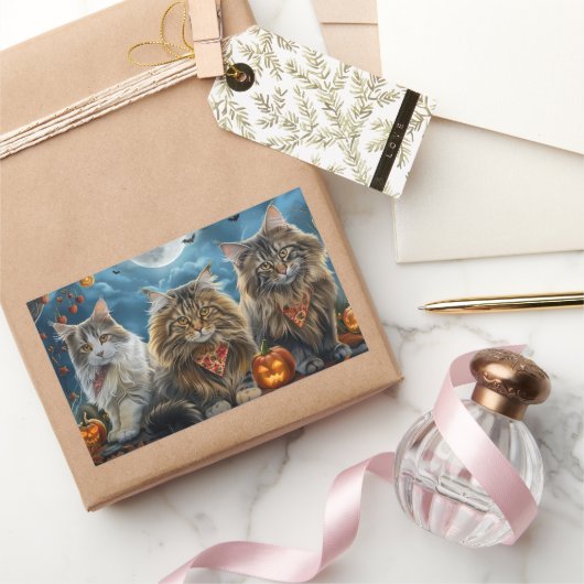 Siberischer Katze Halloween Spooky Rechteckiger Aufkleber (Schenken)