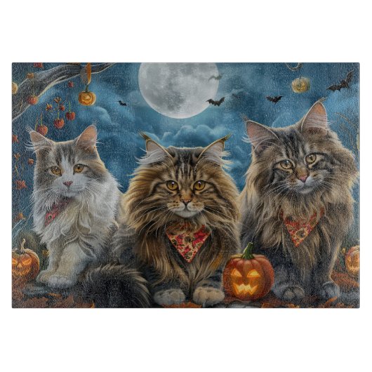 Siberischer Katze Halloween Spooky Schneidebrett (Vorderseite)