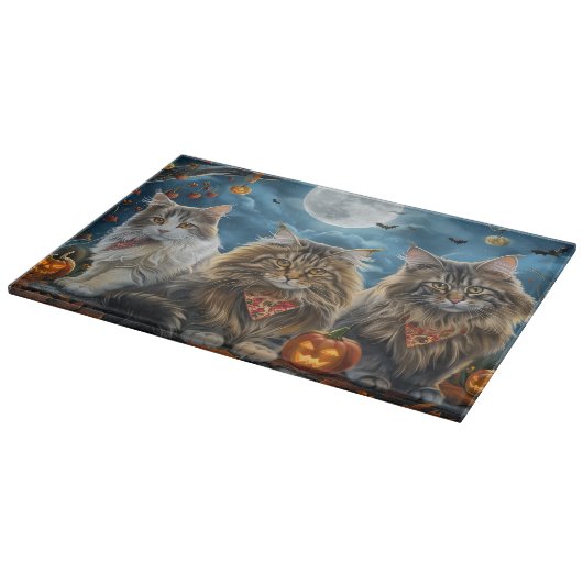 Siberischer Katze Halloween Spooky Schneidebrett (Ecke)