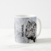 Siberischer Tiger, grauweißer Marmor, Monogramm Kaffeetasse (VorderseiteRechts)