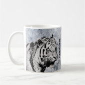 Siberischer Tiger, grauweißer Marmor, Monogramm Kaffeetasse (Links)