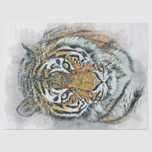 Siberischer Tiger Wasserfarbe Seidenpapier