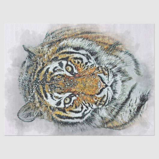 Siberischer Tiger Wasserfarbe Seidenpapier (Vorderseite)