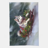 Siberischer Weihnachtsschnee Geschirrtuch (Vertikal)