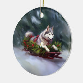 Siberischer Weihnachtsschnee Keramik Ornament (Links)
