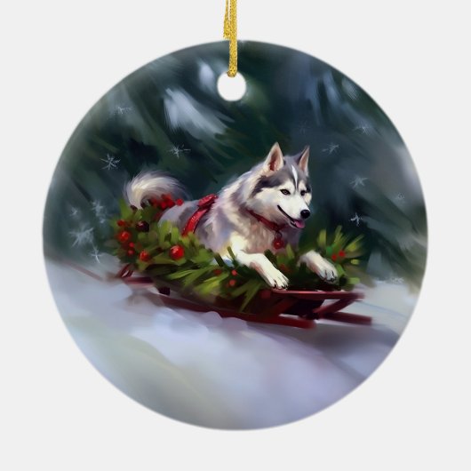 Siberischer Weihnachtsschnee Keramik Ornament (Hinten)
