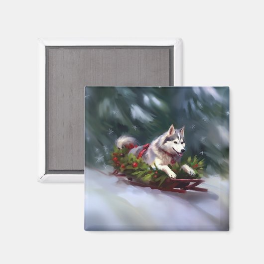 Siberischer Weihnachtsschnee Magnet (Vorderseite/Rückseite)