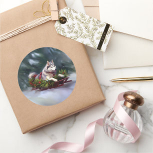 Siberischer Weihnachtsschnee Runder Aufkleber