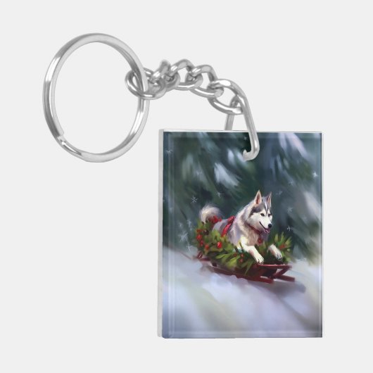 Siberischer Weihnachtsschnee Schlüsselanhänger (Vorderseite links)