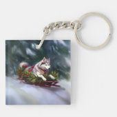 Siberischer Weihnachtsschnee Schlüsselanhänger (Rückseite)